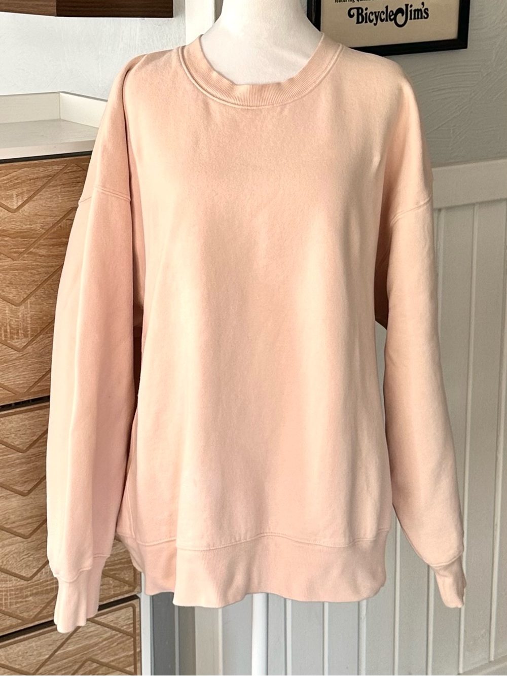 Aritzia Sweatfleece Boyfriend Fit Cozy Fleece Sweatshirt 2XL Blush Pink Peach